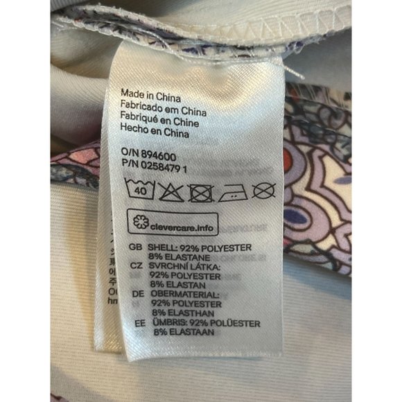 H&M Womens Multi Print Pencil Dress Back Hole Party Wedding Purple White Size 6 - Picture 9 of 10